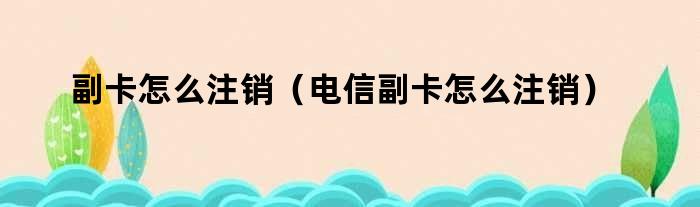 副卡怎么注销（电信副卡怎么注销）