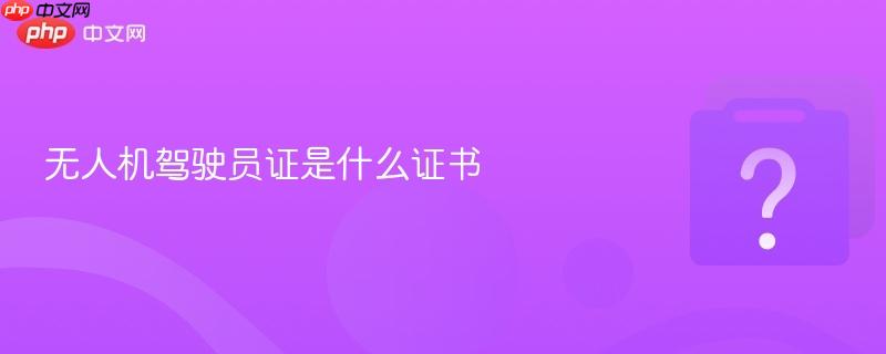 无人机驾驶员证是什么证书