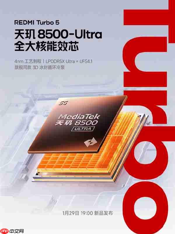 REDMI Turbo 5官宣首批搭载天玑8500-Ultra 2K档罕见全大核架构