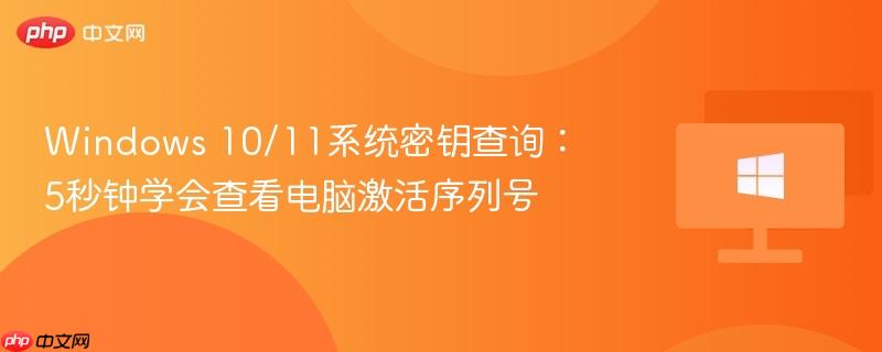 windows 10/11系统密钥查询：5秒钟学会查看电脑激活序列号