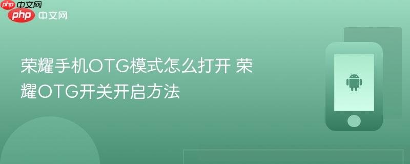 荣耀手机otg模式怎么打开 荣耀otg开关开启方法