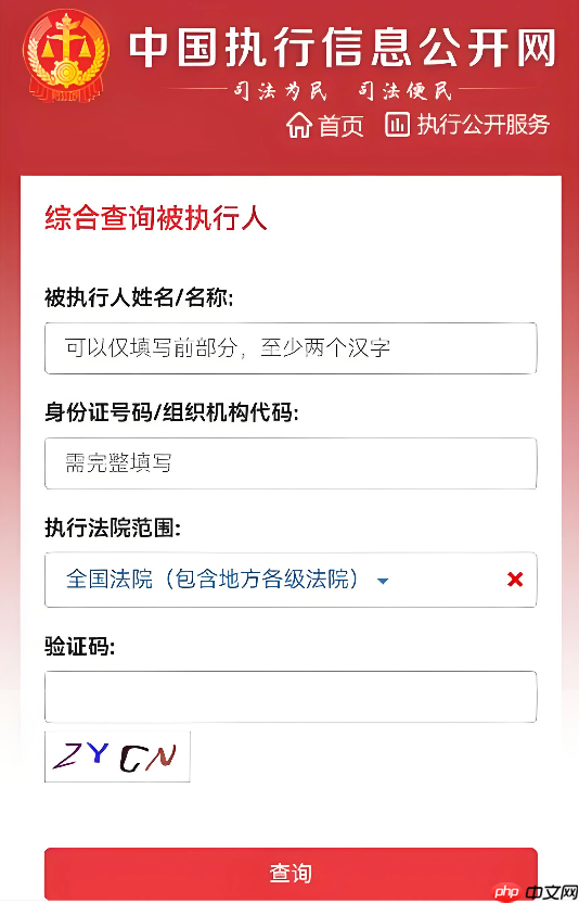 中国执行信息公开网案件查询入口 案号及被执行人名称模糊检索