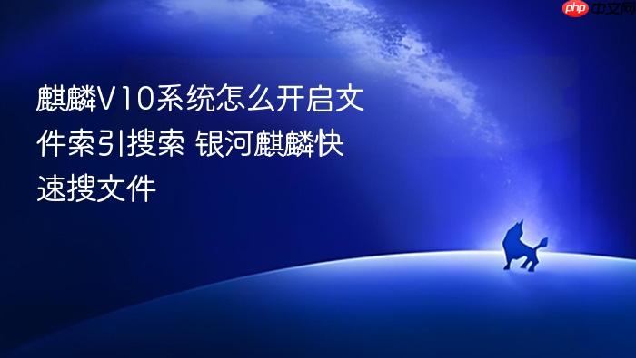 麒麟v10系统怎么开启文件索引搜索 银河麒麟快速搜文件