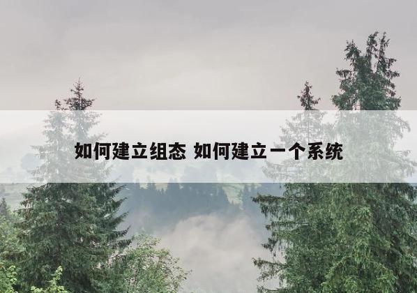 如何建立组态 如何建立一个系统