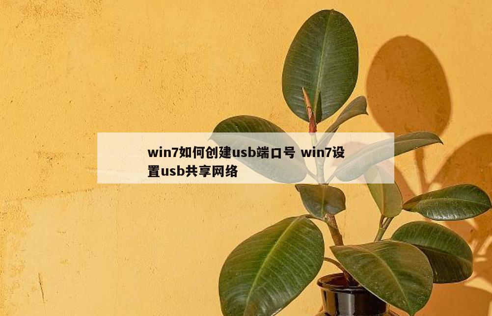 win7如何创建usb端口号 win7设置usb共享网络