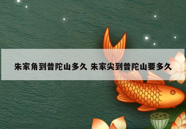 朱家角到普陀山多久 朱家尖到普陀山要多久