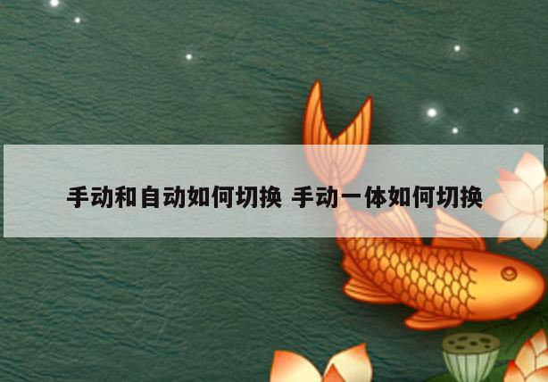 手动和自动如何切换 手动一体如何切换