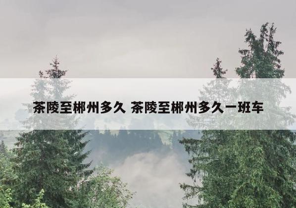 茶陵至郴州多久 茶陵至郴州多久一班车