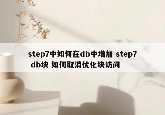 step7中如何在db中增加 step7 db块 如何取消优化块访问