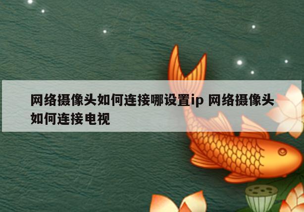 网络摄像头如何连接哪设置ip 网络摄像头如何连接电视