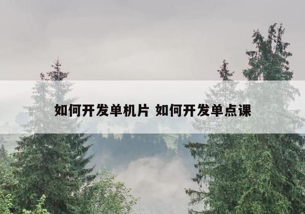 如何开发单机片 如何开发单点课