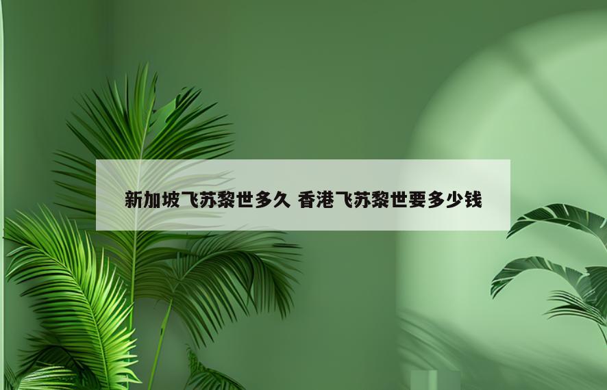 新加坡飞苏黎世多久 香港飞苏黎世要多少钱