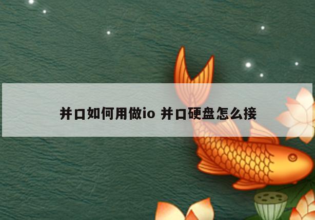 并口如何用做io 并口硬盘怎么接