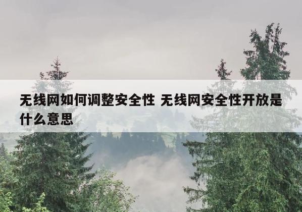 无线网如何调整安全性 无线网安全性开放是什么意思