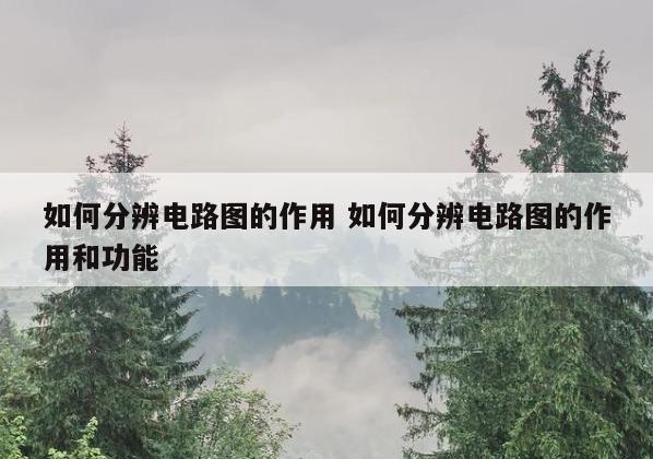 如何分辨电路图的作用 如何分辨电路图的作用和功能