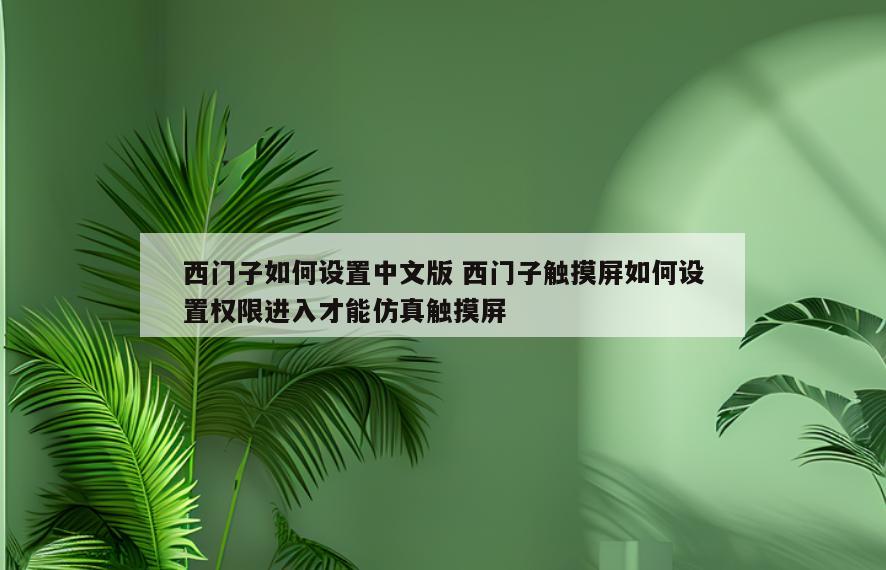 西门子如何设置中文版 西门子触摸屏如何设置权限进入才能仿真触摸屏