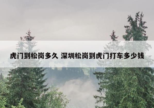 虎门到松岗多久 深圳松岗到虎门打车多少钱