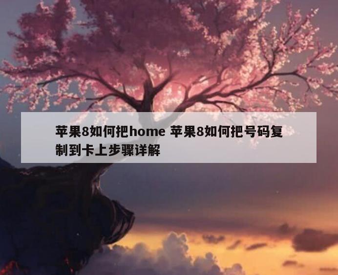 苹果8如何把home 苹果8如何把号码复制到卡上步骤详解