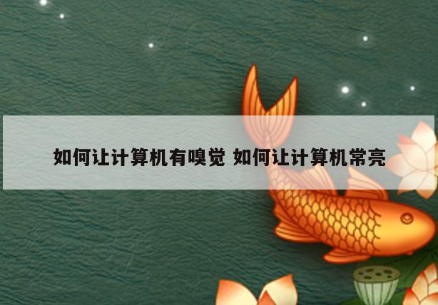 如何让计算机有嗅觉 如何让计算机常亮