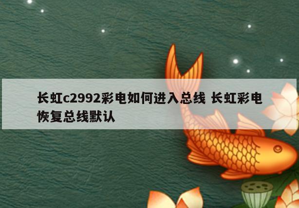 长虹c2992彩电如何进入总线 长虹彩电恢复总线默认