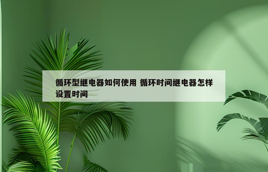 循环型继电器如何使用 循环时间继电器怎样设置时间
