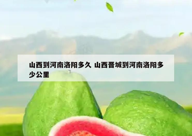 山西到河南洛阳多久 山西晋城到河南洛阳多少公里