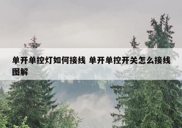单开单控灯如何接线 单开单控开关怎么接线图解